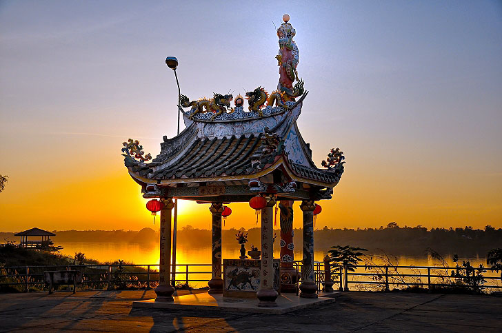 Shrine And The Mekong River