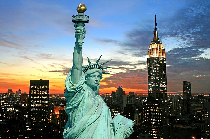 Statue of Liberty against New York Skyline